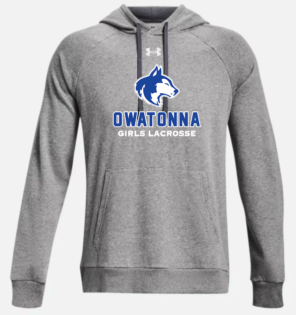 Owatonna Girls Lax UA Rival Fleece Hoodie - Castlerock Light Heather