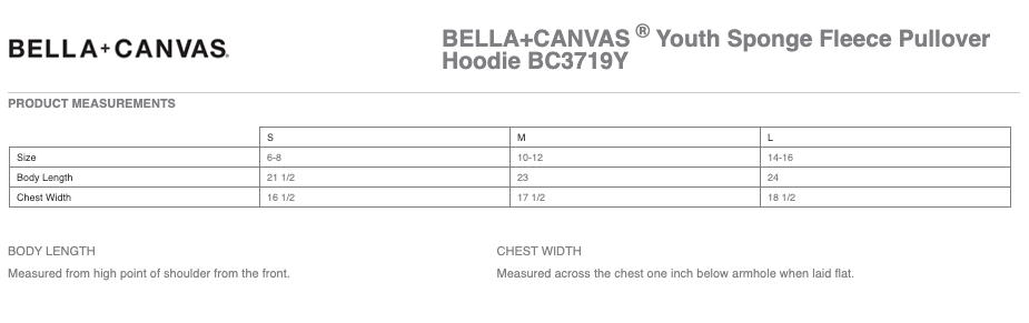 Wayzata BELLA+CANVAS ® Youth Sponge Fleece Pullover Hoodie - Black