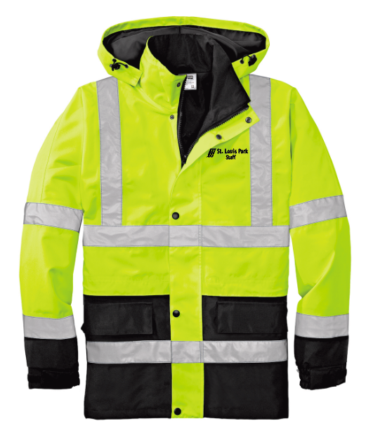 SLP Public Works CornerStone® - ANSI 107 Class 3 Waterproof Parka - SAFETY LIME/BLACK