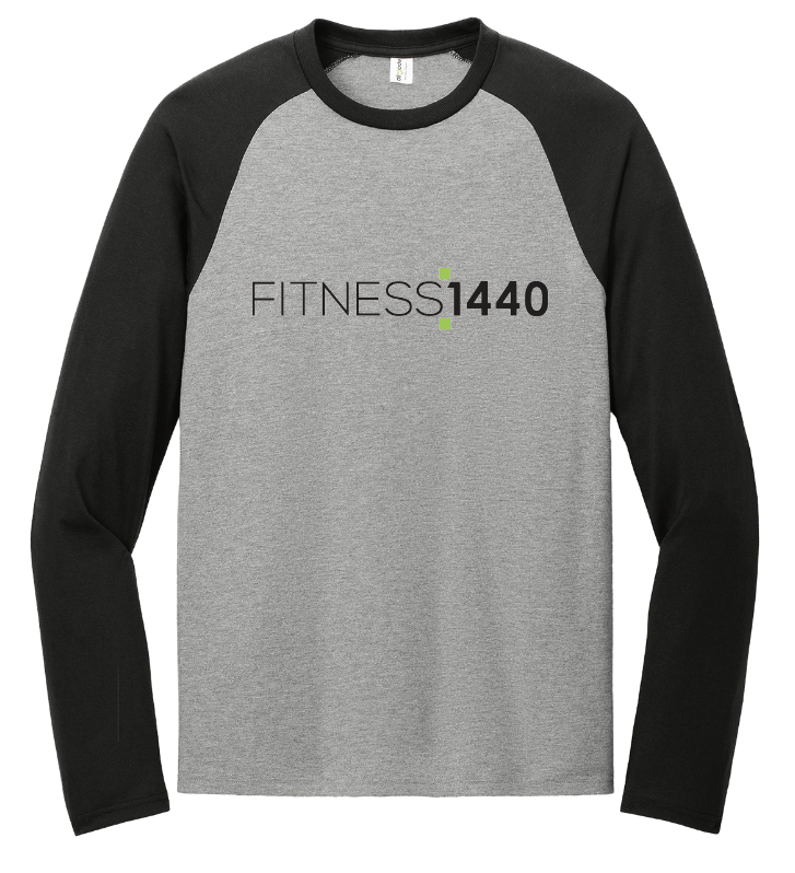 Fitness 1440 Allmade® Unisex Tri-Blend Long Sleeve Colorblock Raglan - BLACK/GREY