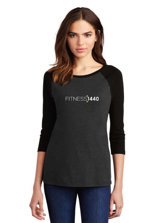 Fitness 1440 District ® Women’s Perfect Tri ® 3/4-Sleeve Raglan - BLACK/BLACK