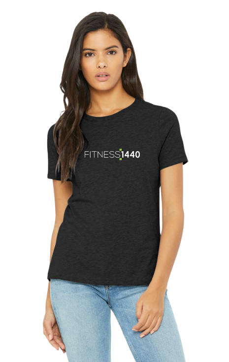 Fitness 1440 BELLA+CANVAS® Women’s Relaxed CVC Tee - BLACK HEATHER